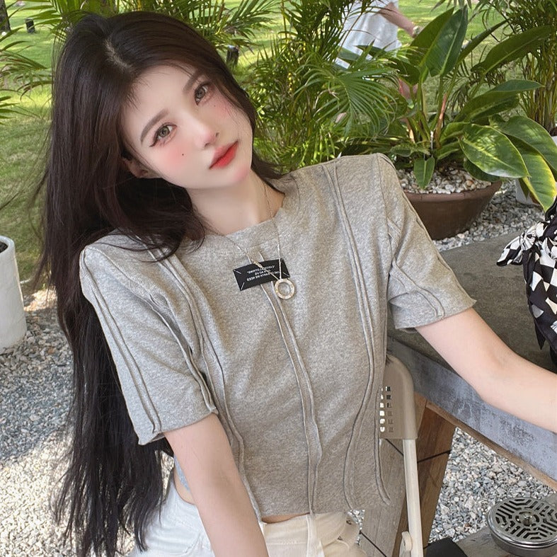 アシメカットTシャツ サイドスリットでトレンド感アップ S1629