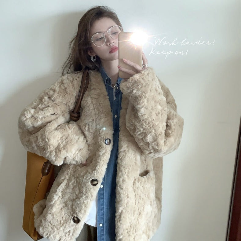 ウールブレンドふわふわボアショートコート♡ S1120