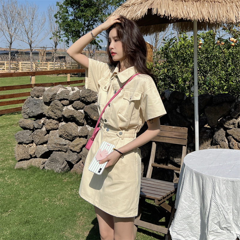 ウエスト細見え♡マークデニムワンピース S1208