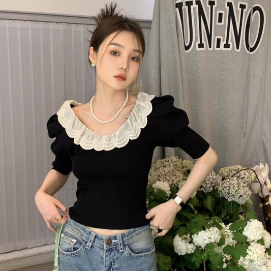 スカラップ襟の大人可愛いサマーニット S1166