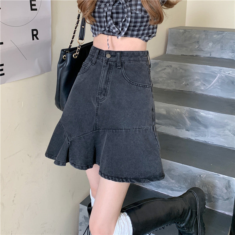 デニムAラインミニスカート フレアで可愛く♡ S2422