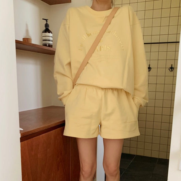刺繍が可愛いオーバーサイズカットソーセットアップ S2175