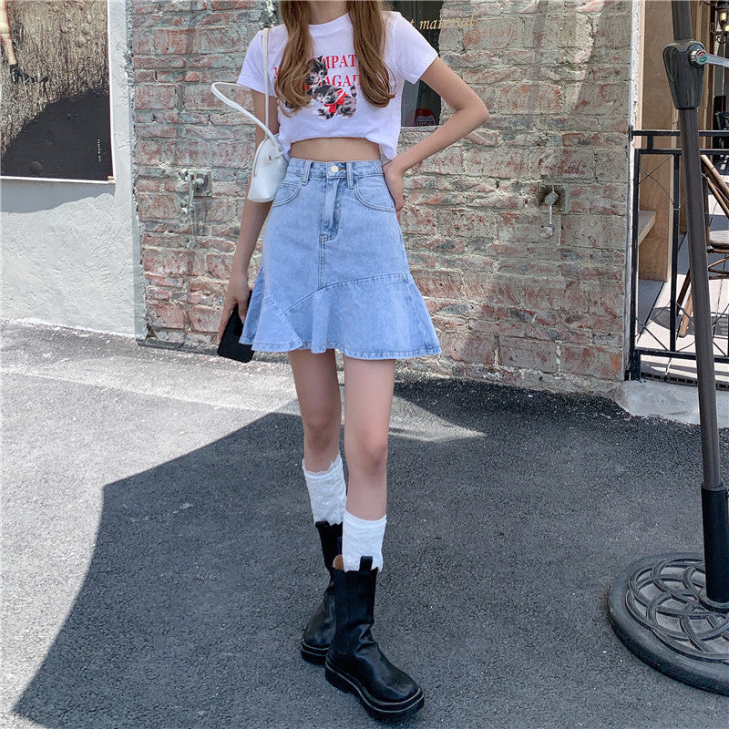 デニムAラインミニスカート フレアで可愛く♡ S2422