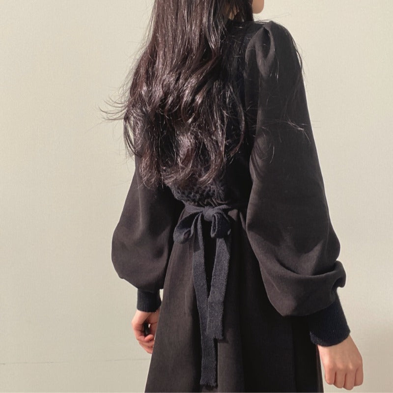 カシュクール風ニットワンピース♡もこもこケーブル編み S1135