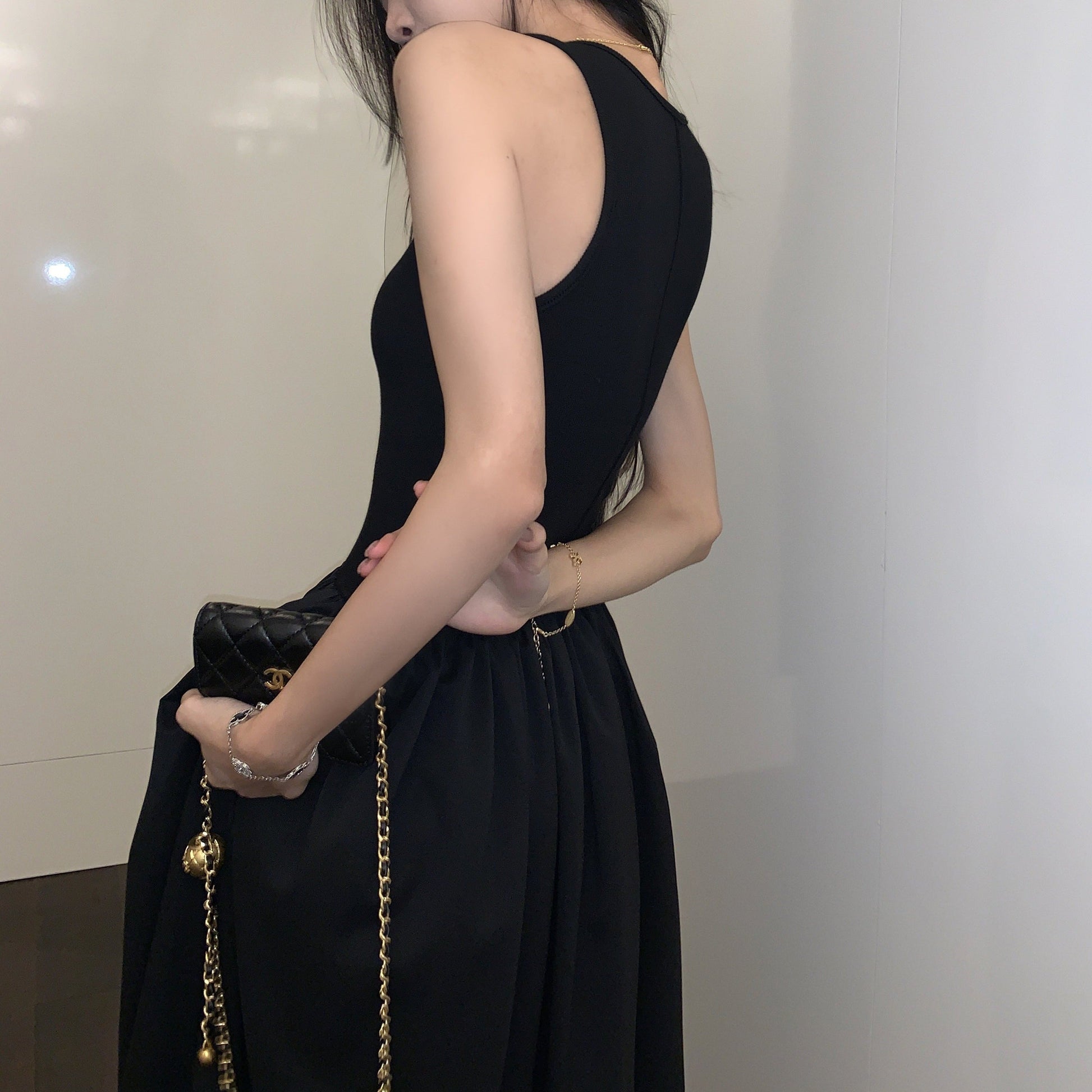 異素材ドッキングワンピース♡ノースリーブで夏に活躍 S1670