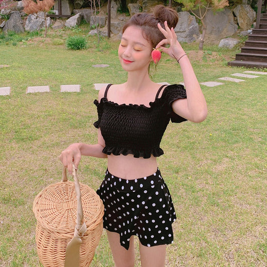 オフショルドットビキニスカート S2285