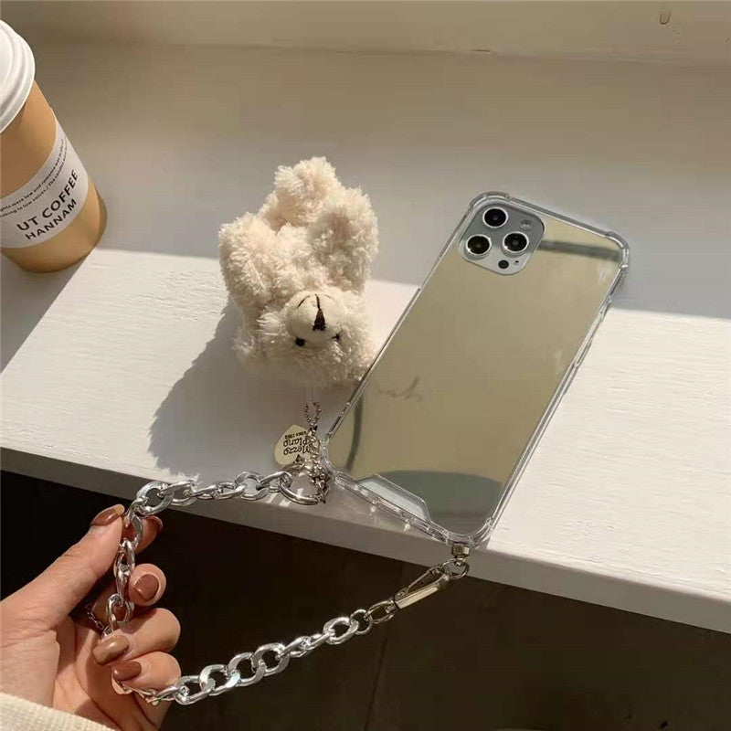 ミラーベアドールチェーンiPhoneケース 鏡付きで可愛く便利 S2315