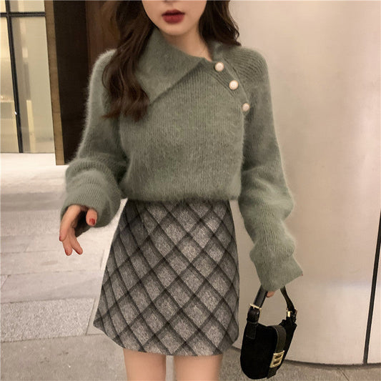 アシメ風モヘアライクニット♡ふんわり可愛い S1116