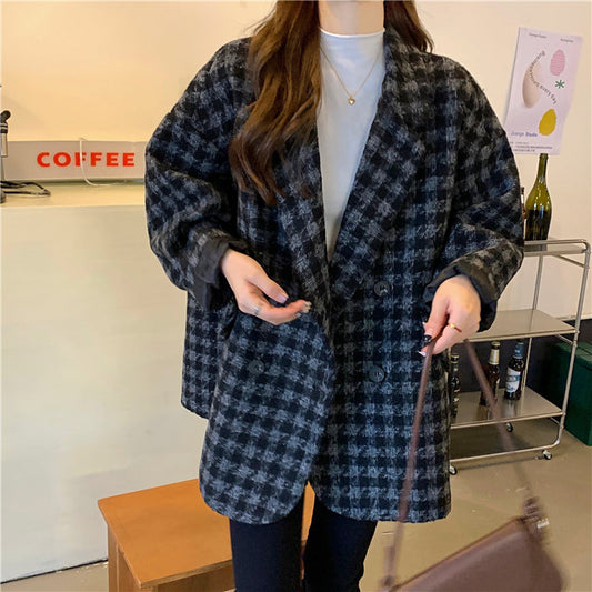 モノトーンチェックのミディアムコート♡シンプルで大人可愛い S1027