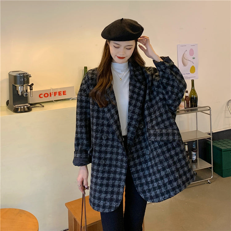 モノトーンチェックのミディアムコート♡シンプルで大人可愛い S1027