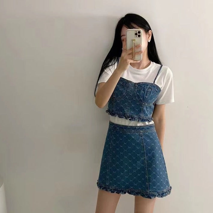 デニムビスチェ3点セット 可愛いコーディネート S1851
