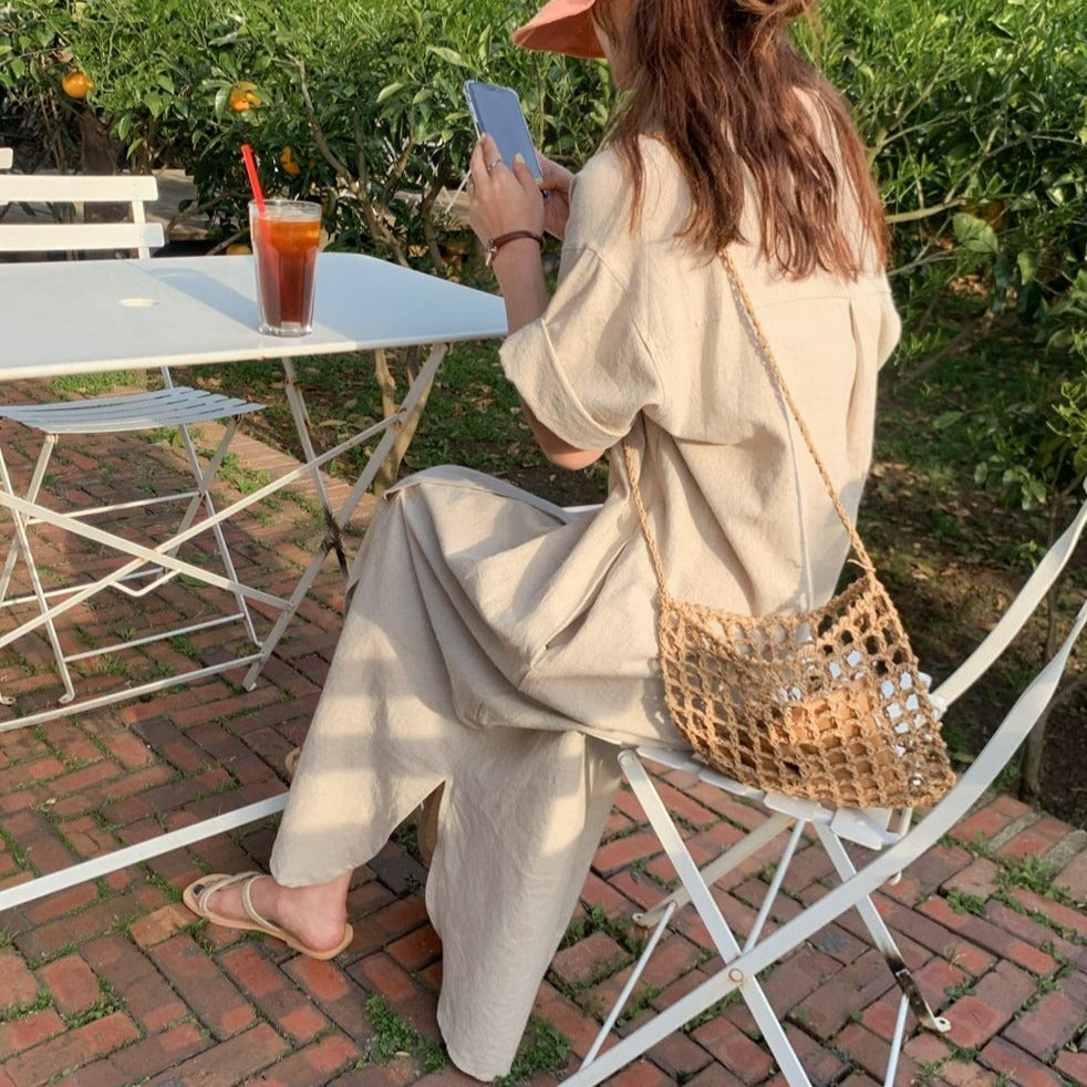 ロングシャツワンピース 夏のAラインで可愛く♡ S1791
