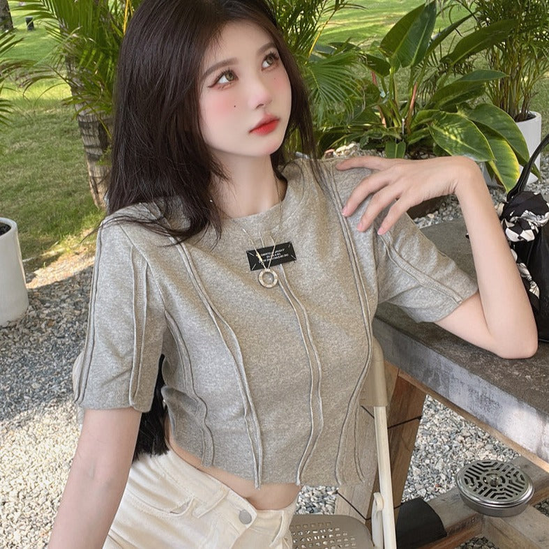 アシメカットTシャツ サイドスリットでトレンド感アップ S1629