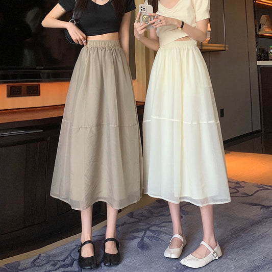 シースルーAラインスカート ふんわりフレアで大人可愛い S2332