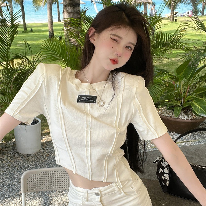 アシメカットTシャツ サイドスリットでトレンド感アップ S1629