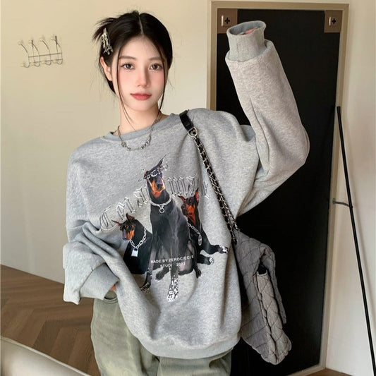 ドーベルマンデザインの薄手スウェット♡レトロで可愛い S1729