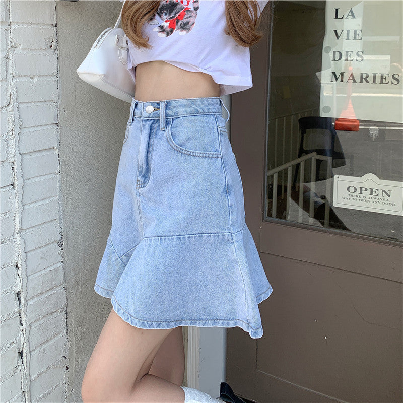 デニムAラインミニスカート フレアで可愛く♡ S2422