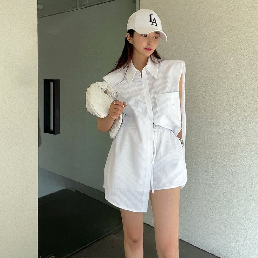爽やかストライプのセットアップ♡ルーズシルエットで抜け感抜群 S1520