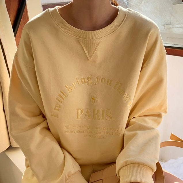 刺繍が可愛いオーバーサイズカットソーセットアップ S2175