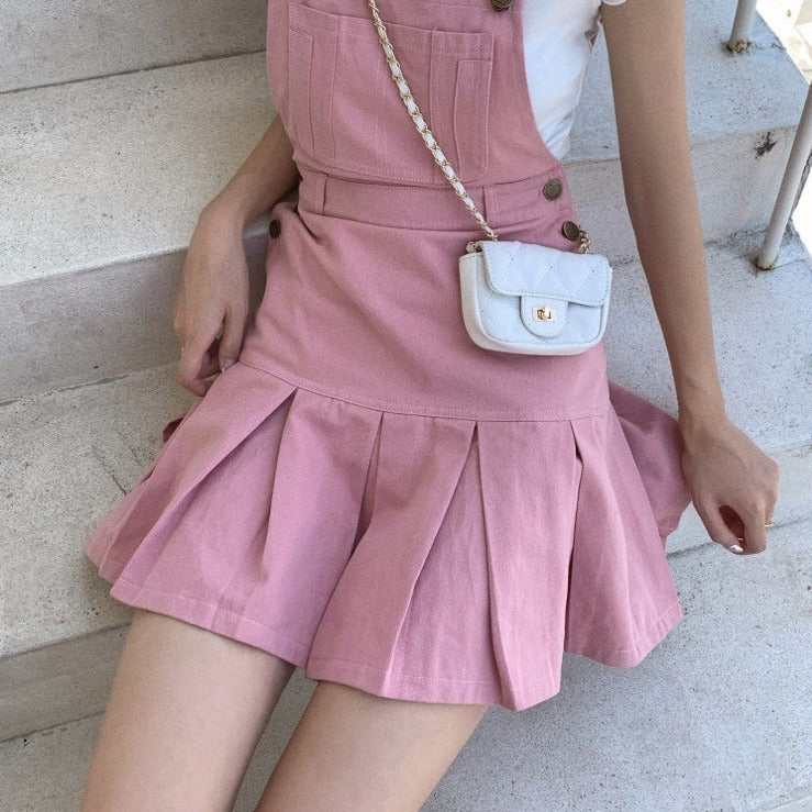 ピンクデニムオーバーオールミニスカート♡ S2225