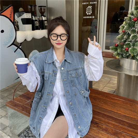 ノースリーブデニムベスト 春夏コーデに♡ S2406