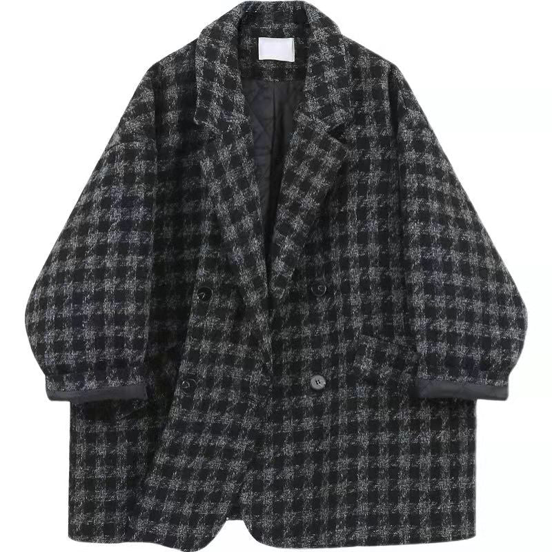 モノトーンチェックのミディアムコート♡シンプルで大人可愛い S1027