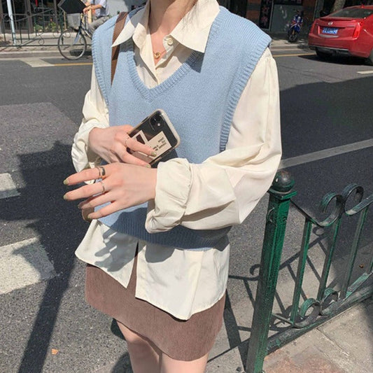 7色展開♡シンプルVネックベスト S2511