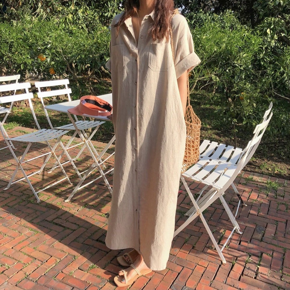 ロングシャツワンピース 夏のAラインで可愛く♡ S1791