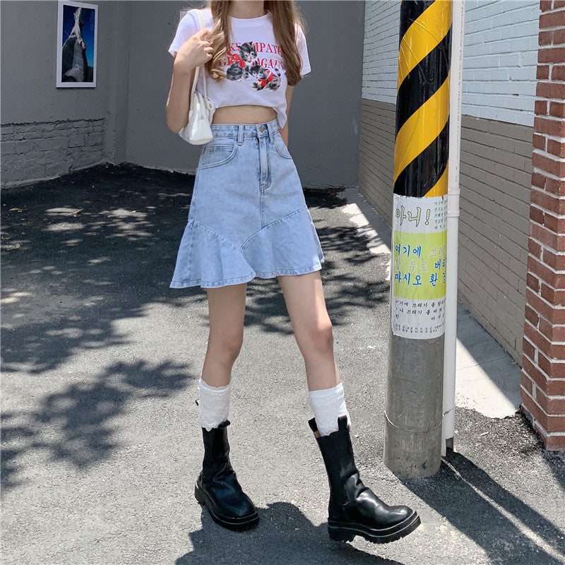 デニムAラインミニスカート フレアで可愛く♡ S2422