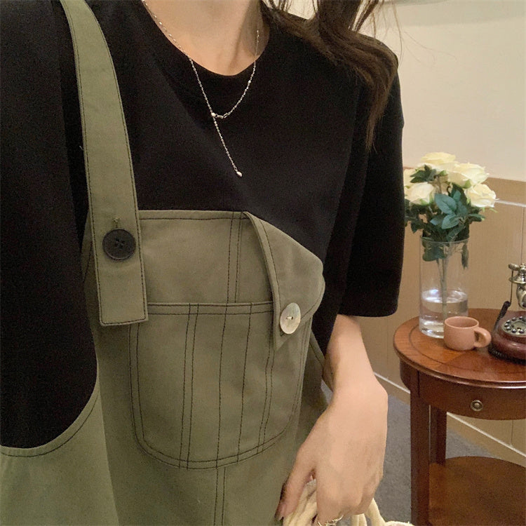 フェイクサロペットワンピース♡トレンドデザイン S2278