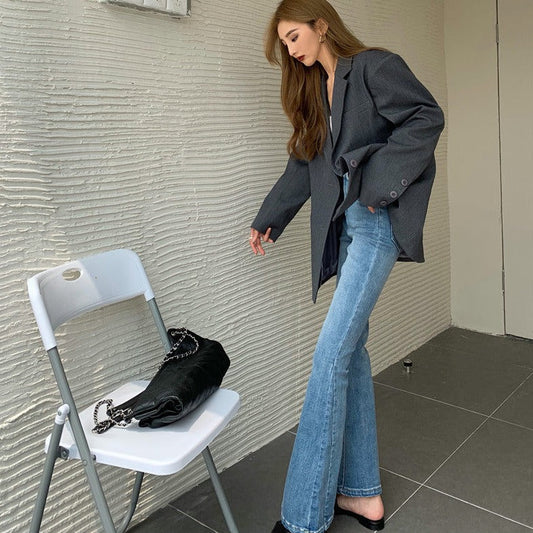 ハイウエストフレアデニムパンツ 脚長効果で大人カジュアル♡ S2498