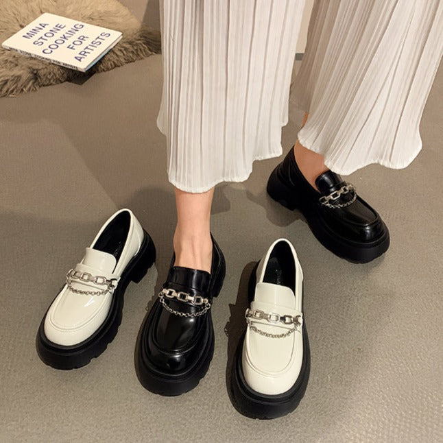 ダブルチェーン厚底ローファー♡トレンドアイテム S2237