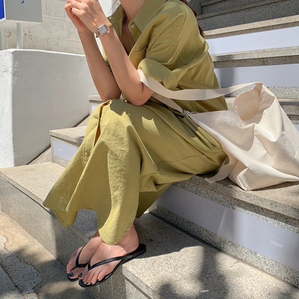ロングシャツワンピース 夏のAラインで可愛く♡ S1791