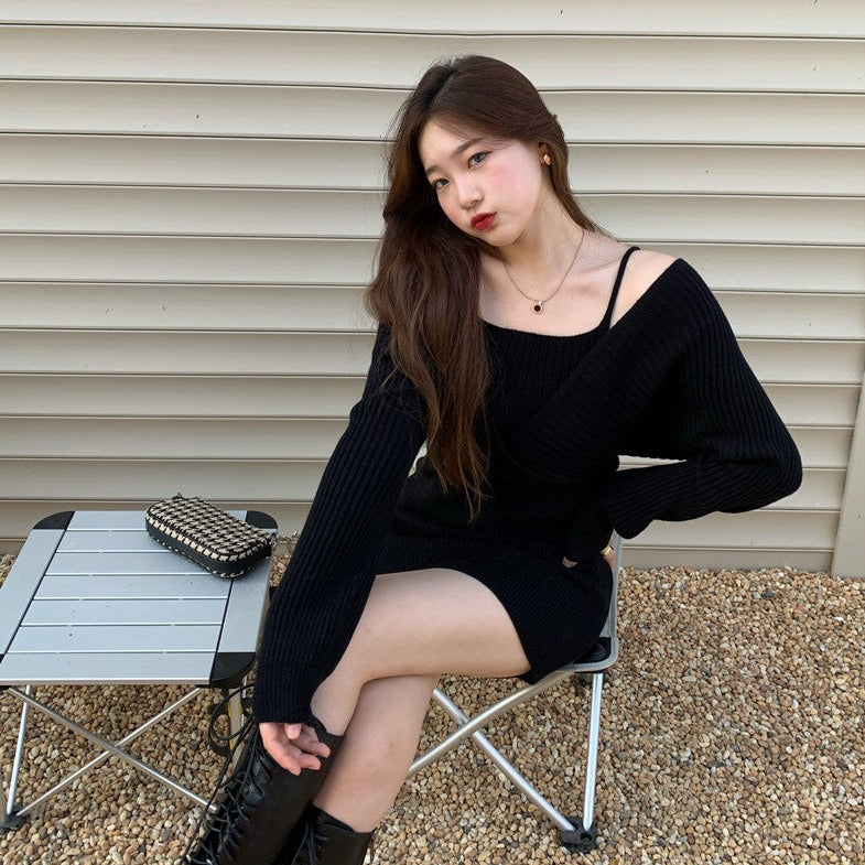 オフショルニットワンピース♡デコルテ美人に S1231
