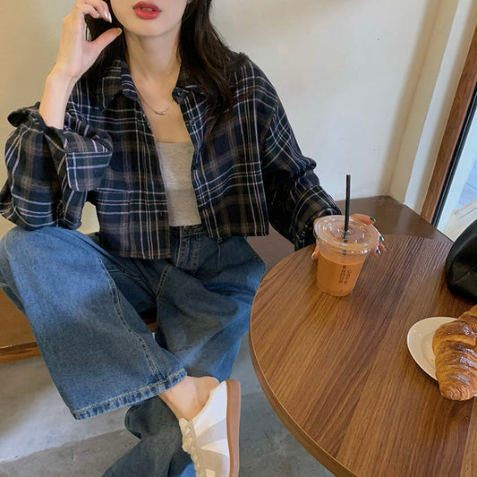 クロップドチェックシャツ♡季節の変わり目にぴったり S2328