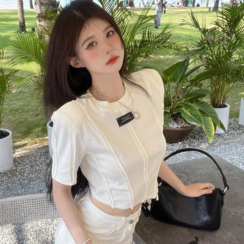 アシメカットTシャツ サイドスリットでトレンド感アップ S1629