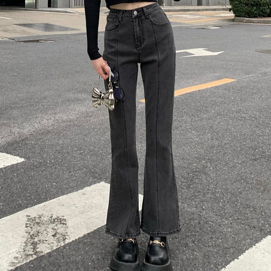 センターラインが可愛いフレアデニムパンツ S2349