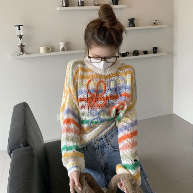 オーバーサイズ ボーダーニット ふんわりモヘア調♡ S2116