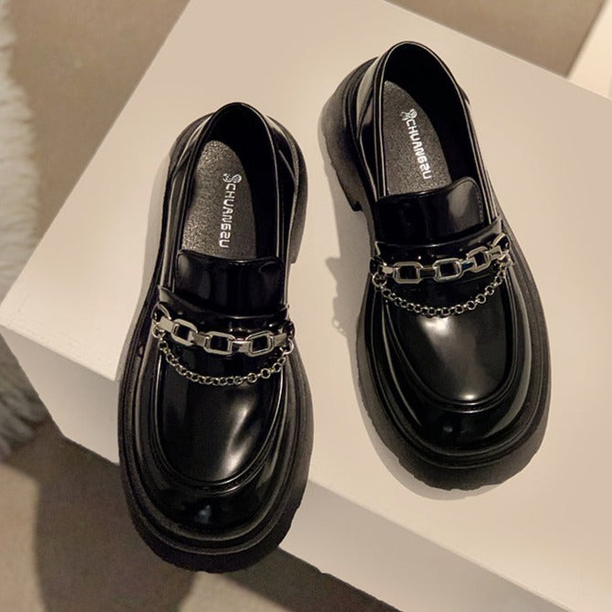 ダブルチェーン厚底ローファー♡トレンドアイテム S2237