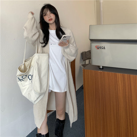 大人可愛いリブ編みロングカーディガン S1287