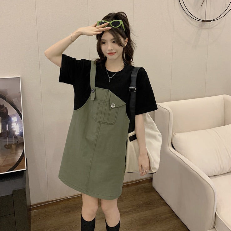 フェイクサロペットワンピース♡トレンドデザイン S2278