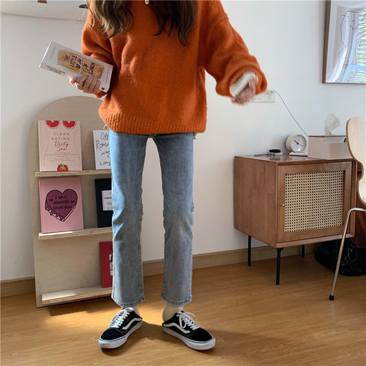 ハイウエストストレートデニムパンツ♡すっきり美脚シルエット S2523