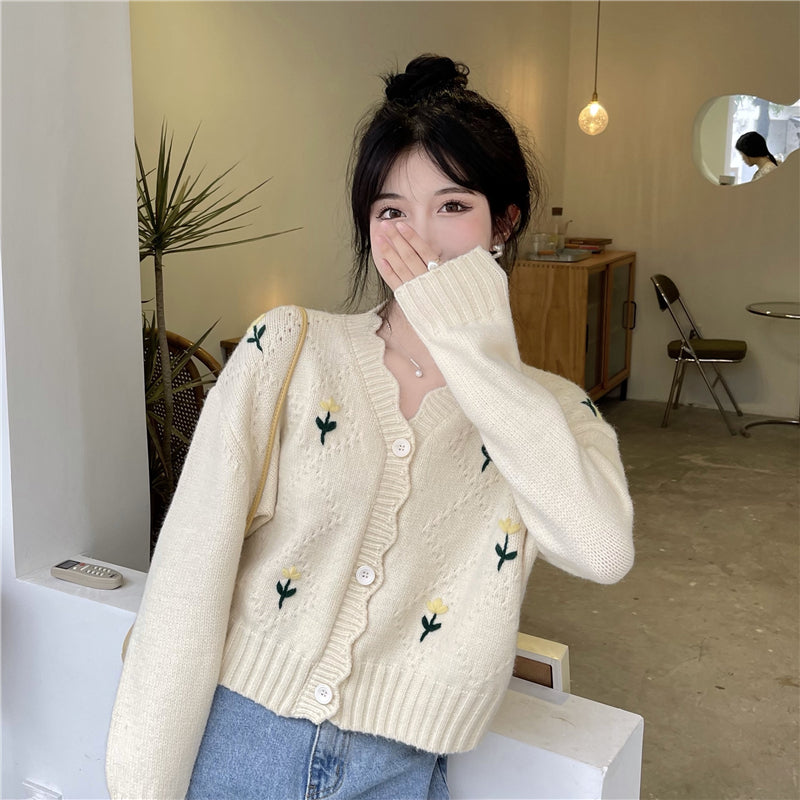 スカラップ刺繍カーディガン 〜大人可愛いニットでコーデアップ〜 S1806