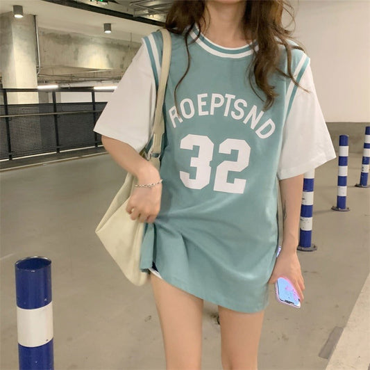 ゆるカレッジロゴTシャツ ロングシルエット S1679