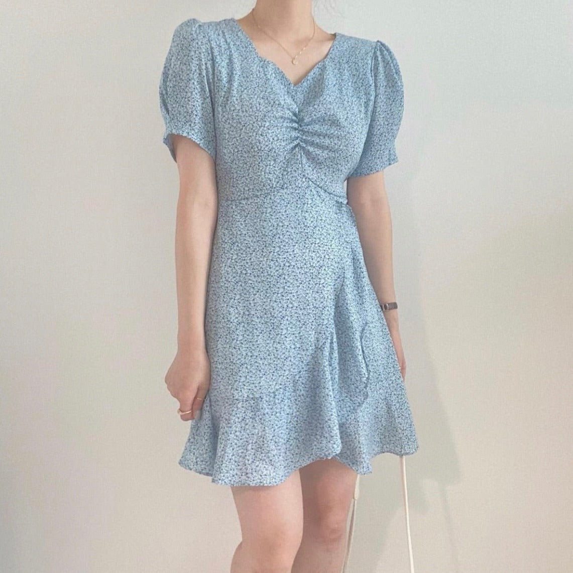 大人可愛いアシメフリルフラワーワンピース♡ S1627