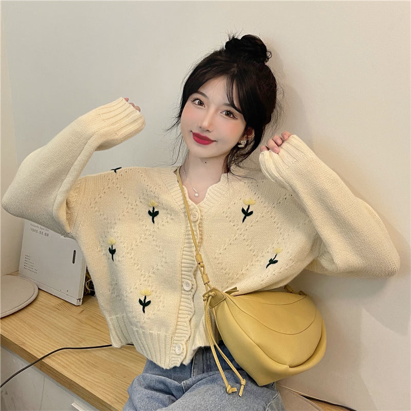 スカラップ刺繍カーディガン 〜大人可愛いニットでコーデアップ〜 S1806