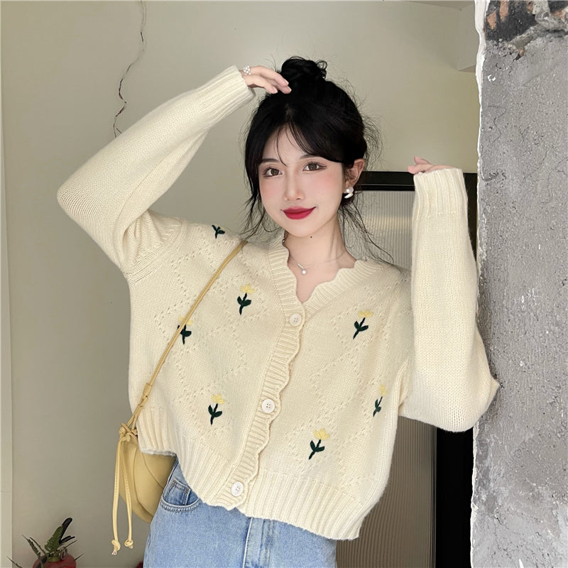 スカラップ刺繍カーディガン 〜大人可愛いニットでコーデアップ〜 S1806