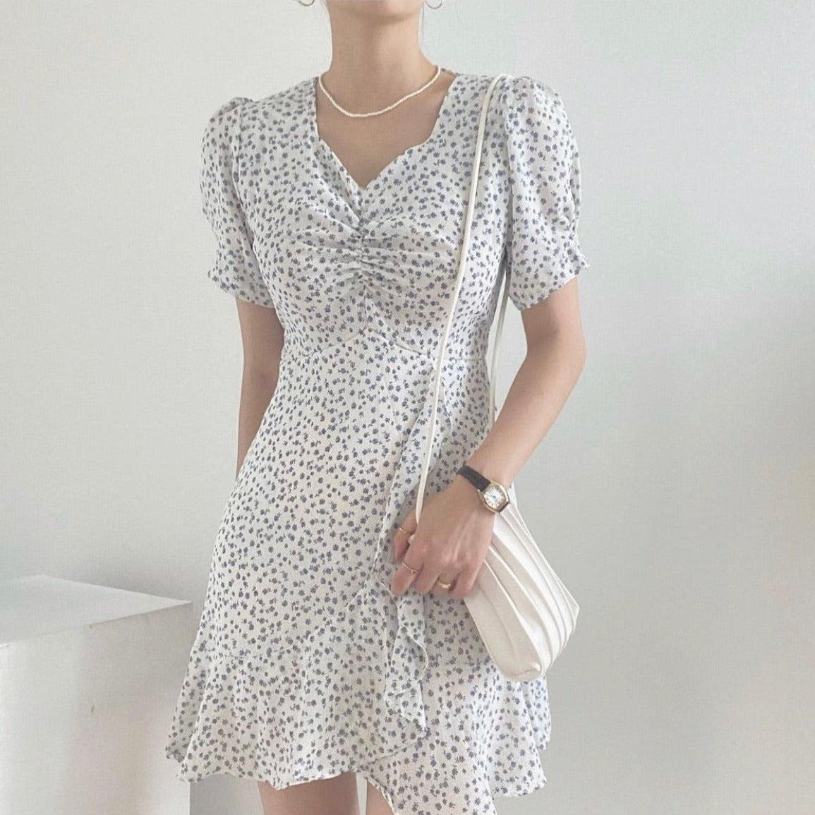 大人可愛いアシメフリルフラワーワンピース♡ S1627