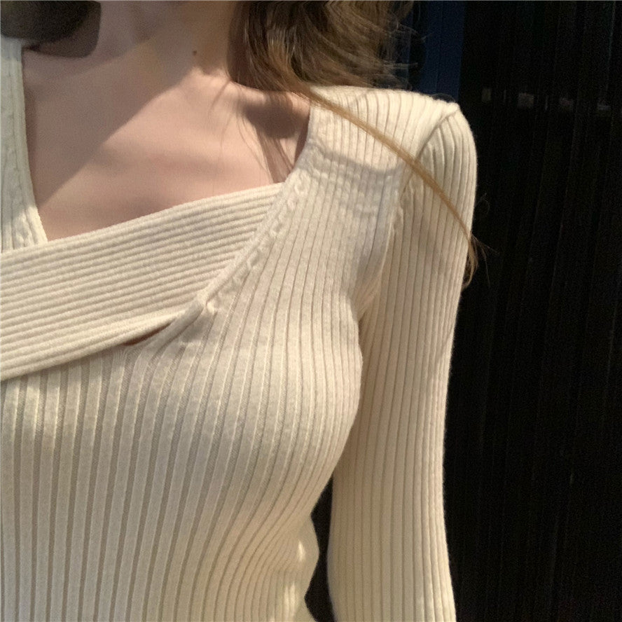 レイヤードネックロングニットワンピース☆大人可愛いデートコーデに S1038