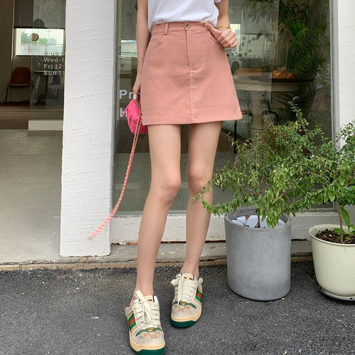 インナー付きカラーデニムミニスカート S2247